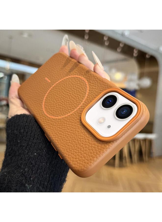 Zaboon Case For iPhone 12 Orange Ring MagSafe Litchi Grain TPU Phone Case - Image 1