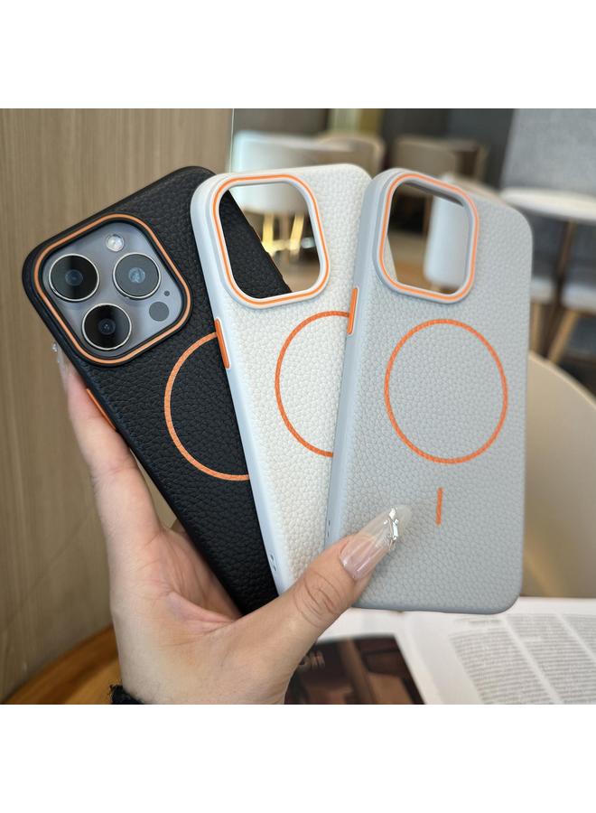 Zaboon Case For iPhone 12 Orange Ring MagSafe Litchi Grain TPU Phone Case - Image 3