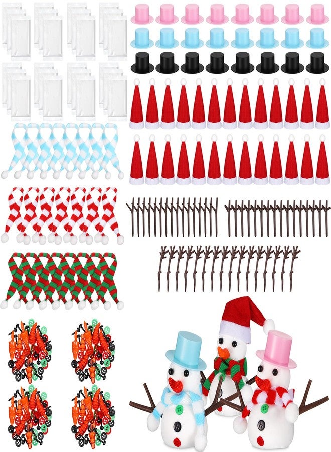 Poen 24 Pack Snowman Craft Kit Christmas DIY Craft Kit Build Decorating Snowman Modeling Clay Hats Buttons Scarfs Foam Balls Craft Supplies for Xmas - Image 1