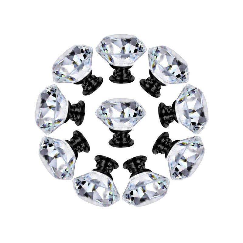 Zikra 10 Pack Dresser Drawer Cabinet Knobs 30 mm Diamond Shaped Crystal Glass Knobs Pulls for Kitchen Wardrobe Cupboard - Image 1