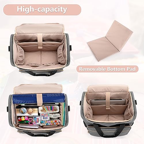 LUXJA Rolling Craft Bag with Pockets for 12 x 12 inch Scrapbook Album and Laptop, Rolling Scrapbook Tote with Detachable Dolly (Patent Pending), Gray - Image 2