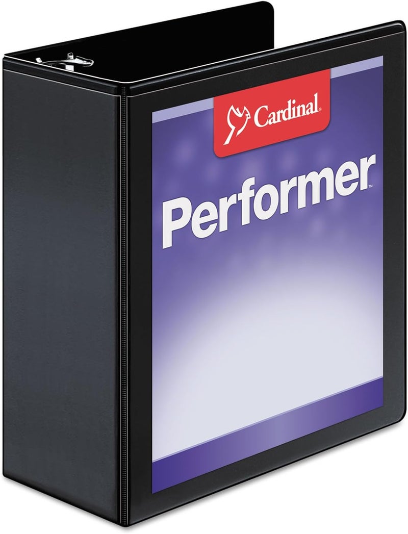 Cardinal Performer 3-Ring Binder, 4", Non-Locking Slant-D Rings, 835-Sheet Capacity, ClearVue Presentation Binder, Nonstick, PVC-Free, Black (17811CB) - Image 1