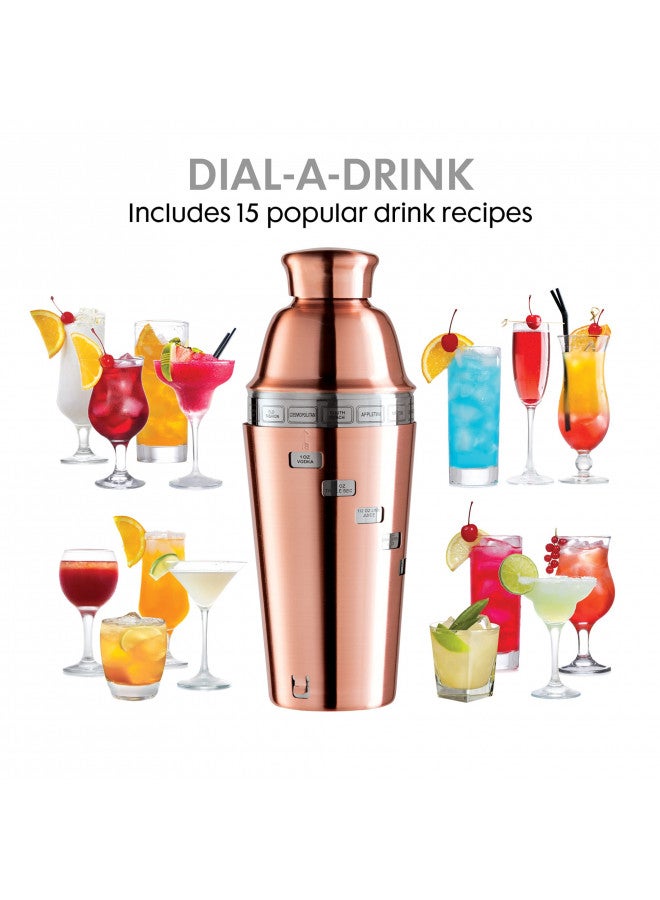 OGGI Dial A Drink Cocktail Shaker - Copper Plated, 15 Recipes, 34 oz - The Original and Only Dial A Drink - Ideal Home Bar Drink Mixer, Bartender Kit, Essential Bar Accessories - Image 2