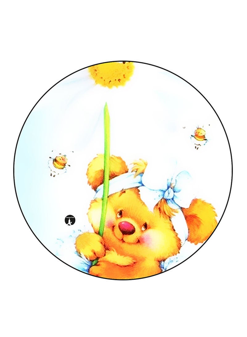 RKN Bear Printed Mouse Pad  Round  Multicolour