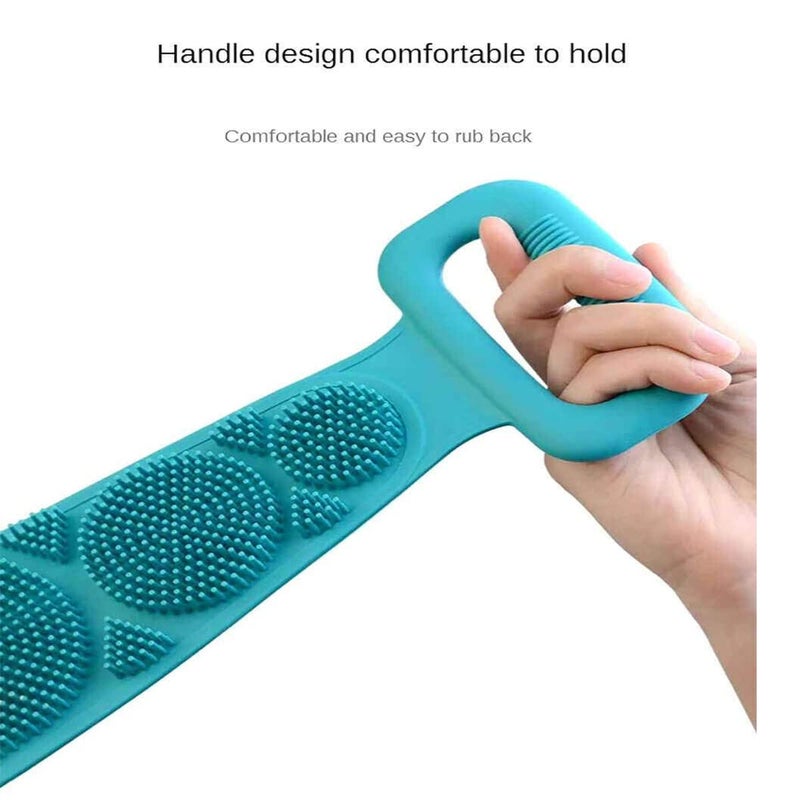Avenn Avenn Silicone Body Back Scrubber Belt Double Side Bathing Brush for Skin Deep Cleaning Massage Dead Skin Removal Exfoliating Belt for Shower for Men Women Multicolor - Image 4