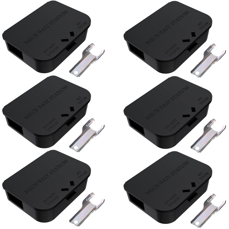 Anblak Mouse Stations with Keys 6 Pack, Keyless Design and Key Required Mouse Stations, Mice Stations, Keeps Children and Pets Safe Indoor & Outdoor, Black - Image 1