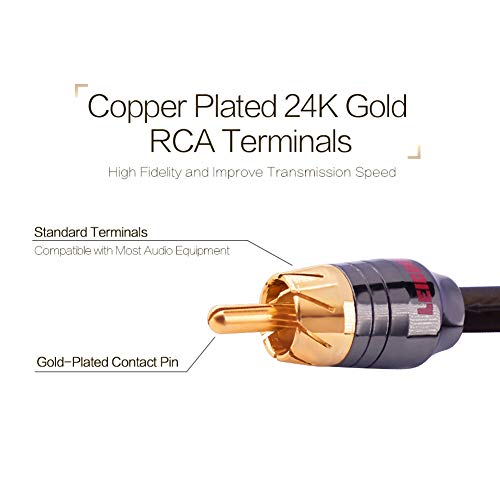 LEIGESAUDIO 1ft 1 Male to 2 Female RCA Y Adapter Splitter Connector (2 Pack) (1 Male to 2 Female) - Image 3