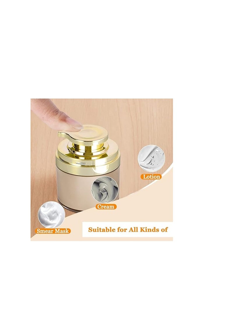 Excefore Golden Refillable Vacuum Pump Cream Jar Side Leaking 1.0 oz 30ml Empty Bottle Cosmetic Air Pump Jars Travel Containers Lotion Cream Dispenser for Creams Lotion Moisturizer, 3 Pack - Image 3