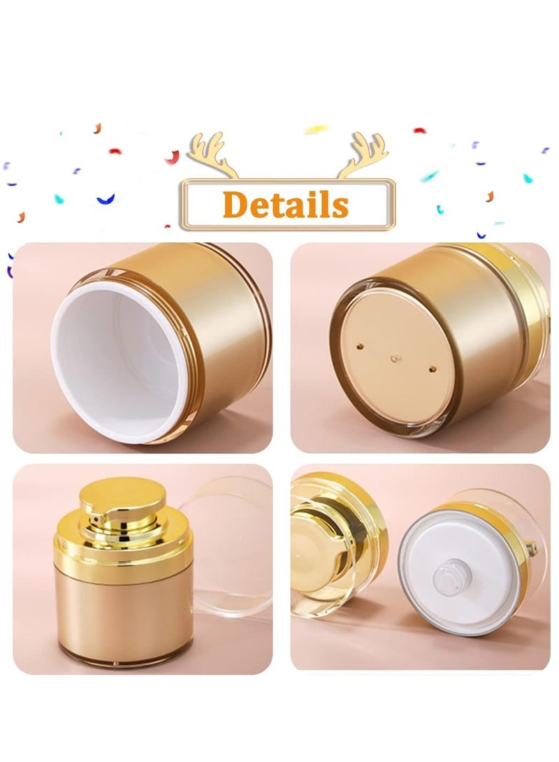 Excefore Golden Refillable Vacuum Pump Cream Jar Side Leaking 1.0 oz 30ml Empty Bottle Cosmetic Air Pump Jars Travel Containers Lotion Cream Dispenser for Creams Lotion Moisturizer, 3 Pack - Image 4