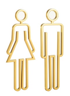 ECVV Acrylic Adhesive Backed Men's and Women's Bathroom Sign 8.6" Removable Man Woman Washroom Restroom Signs for Home Office Work, Bathroom Signage (Gold)  - Image 1