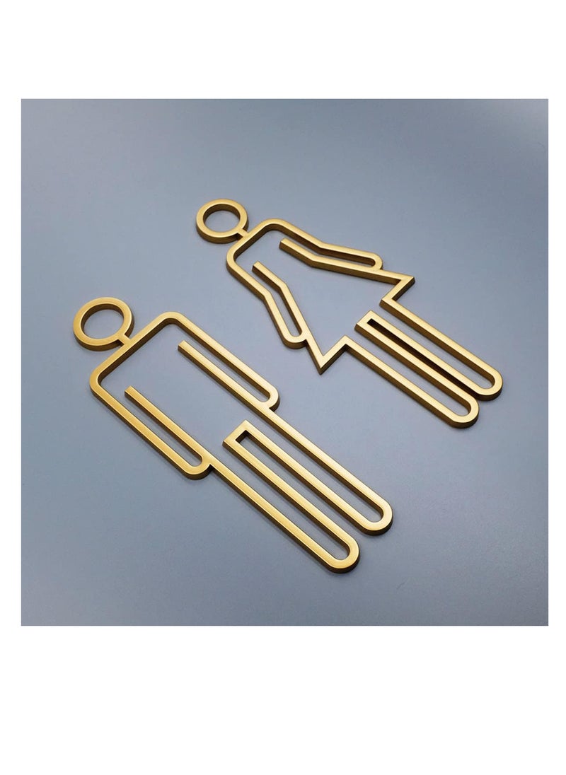 ECVV Acrylic Adhesive Backed Men's and Women's Bathroom Sign 8.6" Removable Man Woman Washroom Restroom Signs for Home Office Work, Bathroom Signage (Gold)  - Image 3