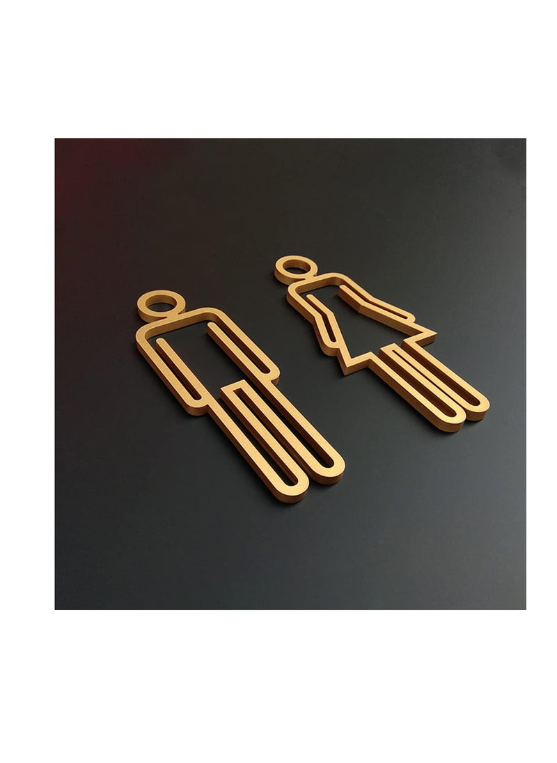 ECVV Acrylic Adhesive Backed Men's and Women's Bathroom Sign 8.6" Removable Man Woman Washroom Restroom Signs for Home Office Work, Bathroom Signage (Gold)  - Image 4