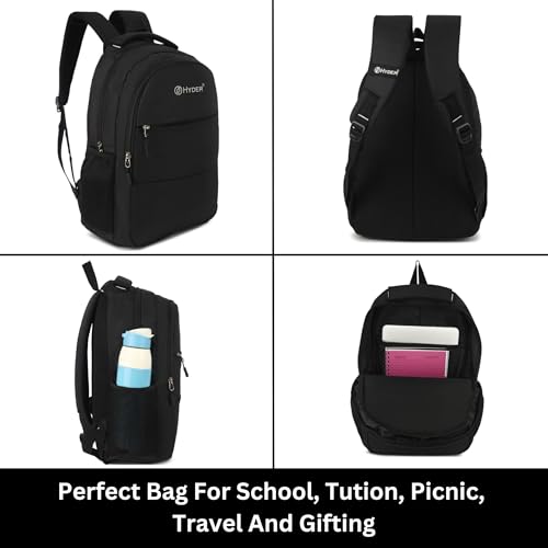 HYDER Flow 30L Multipurpose Backpack For Men,Women, Boys And Girls Bags for College, School, Travel, Office and Daily Use - Durable, Comfortable, and Stylish Bag/Backpacks (Black) - Image 3