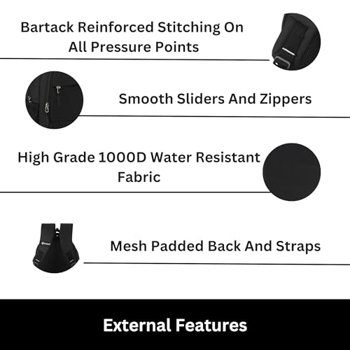 HYDER Flow 30L Multipurpose Backpack For Men,Women, Boys And Girls Bags for College, School, Travel, Office and Daily Use - Durable, Comfortable, and Stylish Bag/Backpacks (Black) - Image 5