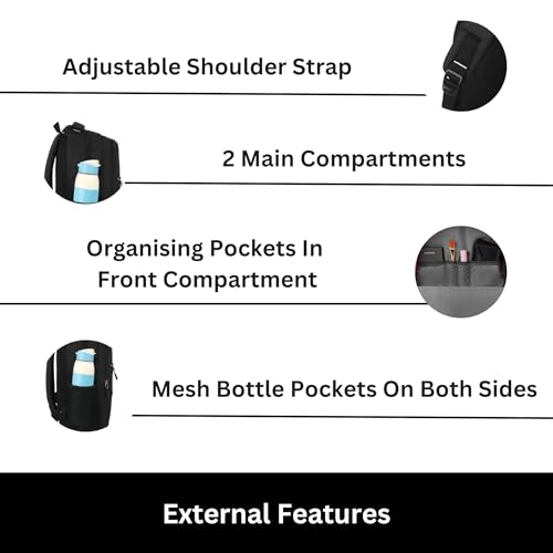 HYDER Flow 30L Multipurpose Backpack For Men,Women, Boys And Girls Bags for College, School, Travel, Office and Daily Use - Durable, Comfortable, and Stylish Bag/Backpacks (Black) - Image 4