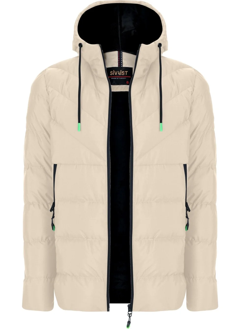 Sivaist SİVAİST NEW SEASON MEN'S CREAM WATER AND WINDPROOF HOODED THICK FUR-LINED PUFF COAT & JACKET