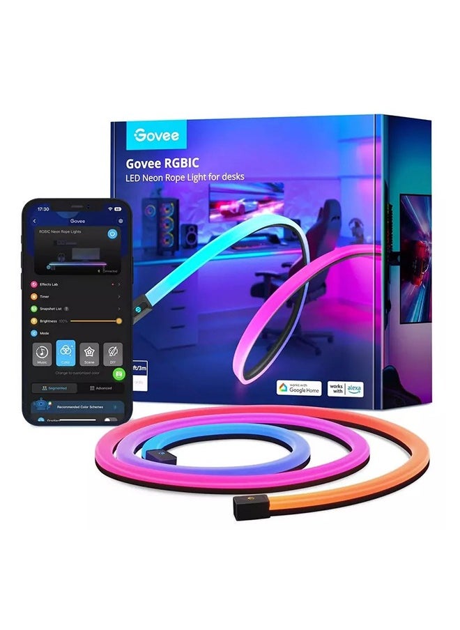 Govee - RGBIC Neon Rope Lights For Desks 3M LED Gaming Desk Lights 36W Smart App Control Music Sync - Image 1