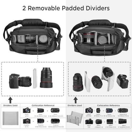 TAAOKA Camera Sling Bag Waterproof Camera Case with Tripod Holder DSLRSLRMirrorless Cameras Shoulder Bag Crossbody Camera Bags for Photography Black - Image 3