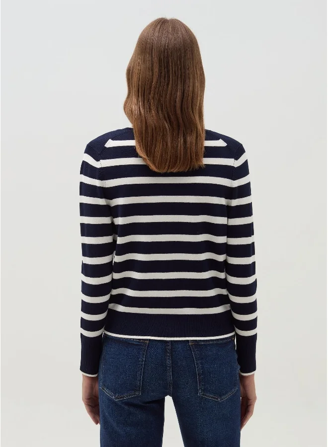 Ovs Striped cardigan with round neck