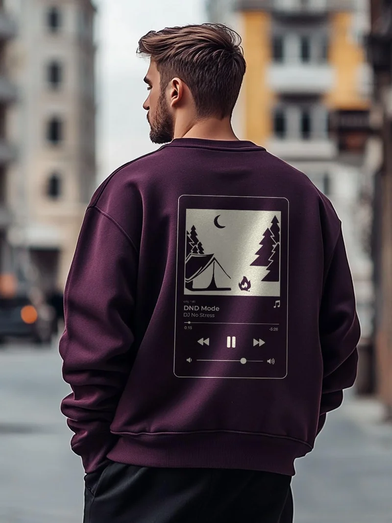 نوبيرو Men's Oversized Cotton Crew Neck Sweatshirt