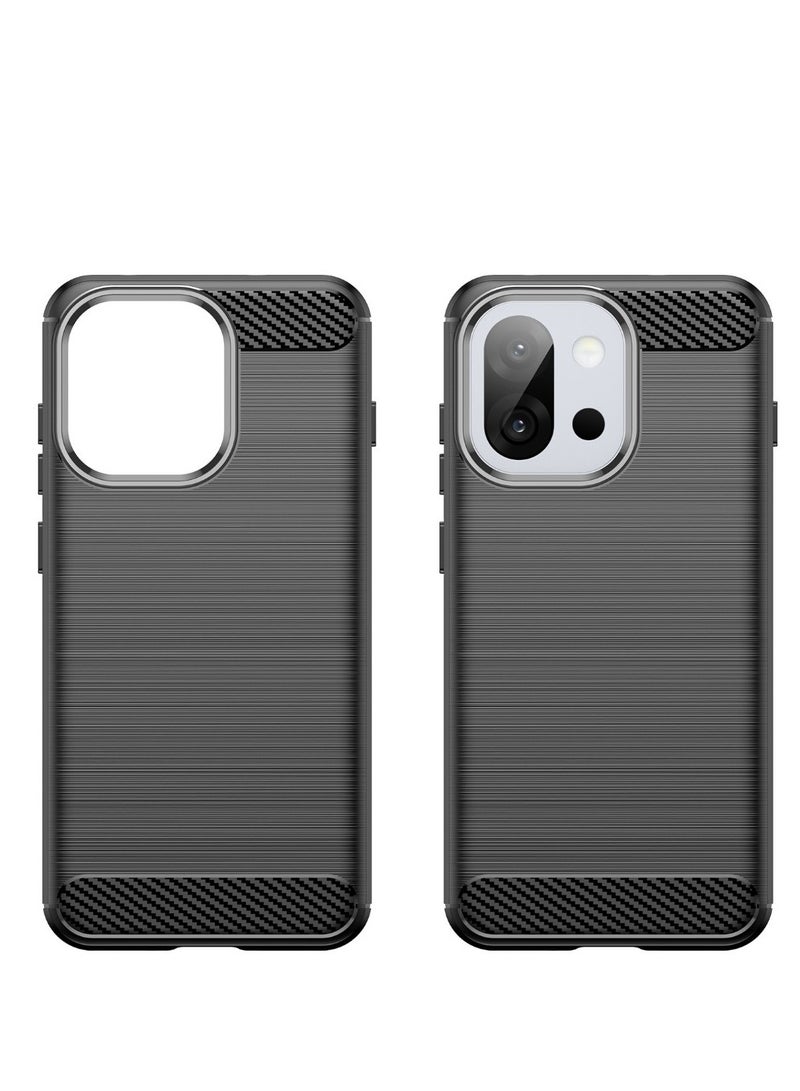 OnePlus 13s Case Cover – Rugged Shield Design, Brushed Carbon Fiber Texture, Shockproof TPU, Anti-Slip, Slim and Lightweight Protection in Black  - Image 1