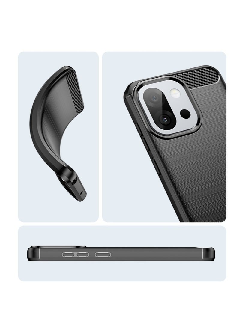 OnePlus 13s Case Cover – Rugged Shield Design, Brushed Carbon Fiber Texture, Shockproof TPU, Anti-Slip, Slim and Lightweight Protection in Black  - Image 2
