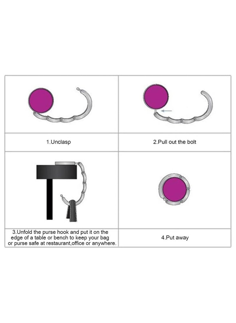 Handbag Hanger, Set of 3 Foldable Purse Hook Purse Table Hook Holder Flower and Tree Pattern Bag Hanger Hook 3.54x1.77in Mixed Color - Image 5