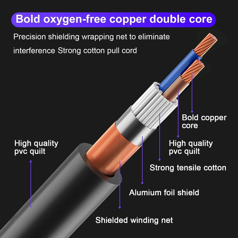 Czgor DMX Cable 6.5 ft, 10 Pack Flexible 3 Pin XLR Male to Female Cable Wire for Stage Lighting Signal XLR Connection Stage Light Wire for Par Light Moving Head Spotlight Input & Output - Image 3