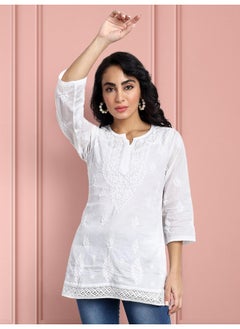 Ada Hand Embroidered Lucknow Chikankari White Cotton Short Kurti Top Tunic for Women A208704 (L) - pzsku/ZF6B86D5504CE6BFE3346Z/45/_/1740117911/b5c8836a-7d63-4dd2-ac6a-ca88c2162e96