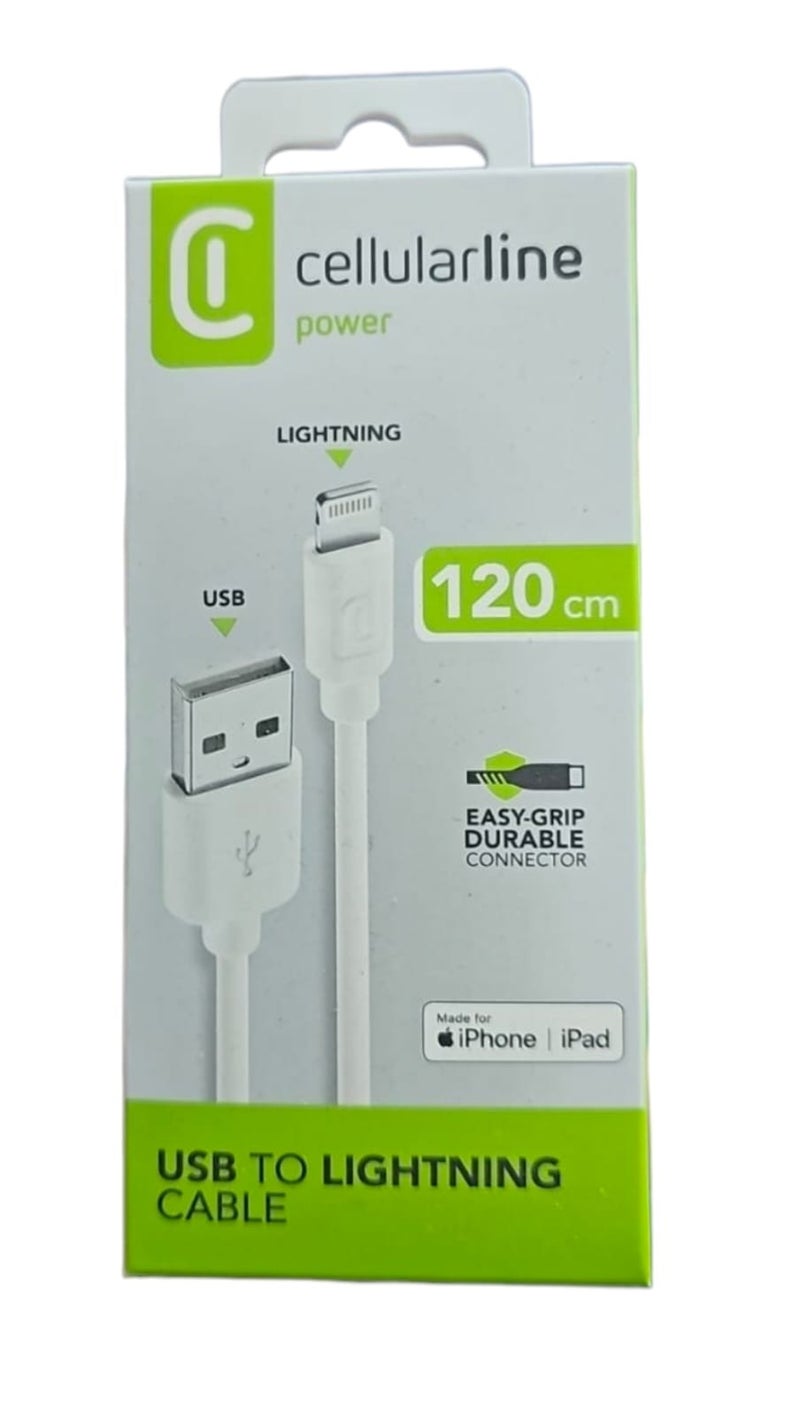 سيلولار لاين كابل شحن ونقل بيانات بطول 120 سم - USB إلى Lightning - Image 1