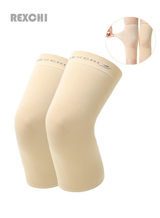 Sports Elastic knee Compression sleeve knee pad Spupport Leg knee Pad For Pain Relief And Arthritis Running Football Dance Basketball Warm Air Conditioning Heat Storage Cold Protection High Elastic Pressurized Sweat-wicking Skin-Friendly Ultra-Thin Dance Sports knee Pad Skin Color