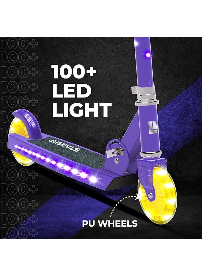 LIT Starship 120Mm Fun Led Light Up Kick Scooter For Kids | Featuring Led Stem Deck And Wheels Foldable Scooter With Adjustable Handlebar Height | Boys Girls Available In Turquoise Purle Red Blue - Image 3