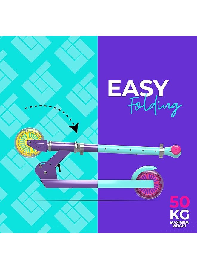 LIT Starship 120Mm Fun Led Light Up Kick Scooter For Kids | Featuring Led Stem Deck And Wheels Foldable Scooter With Adjustable Handlebar Height | Boys Girls Available In Turquoise Purle Red Blue - Image 4