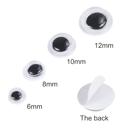 UPINS 1000 Pcs Self Adhesive Googly Wiggle Eyes for DIY, Multi Colors and Sizes Craft Sticker Eyes - Image 3