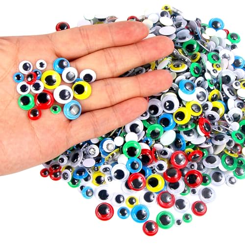 UPINS 1000 Pcs Self Adhesive Googly Wiggle Eyes for DIY, Multi Colors and Sizes Craft Sticker Eyes - Image 2