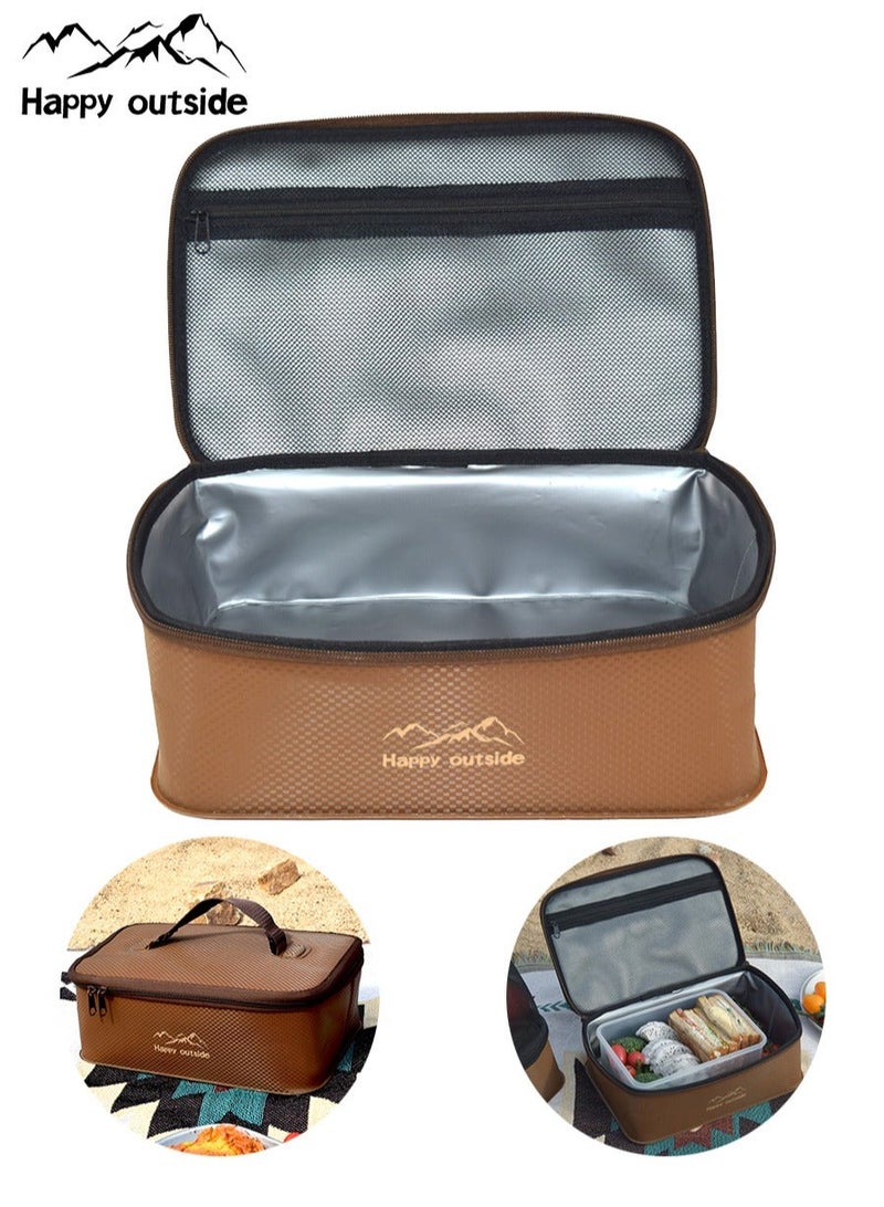 happy outside Large Thermal Insulated Lunch Bag – Khaki 30×20×10 cm, Portable Food Storage Tote for Office, School, Picnic & Travel, Waterproof, Easy to Clean, Keeps Food Fresh & Warm, Ideal for Men & Women - Image 1