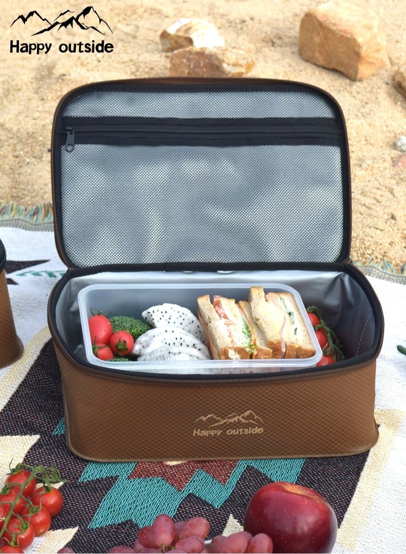 happy outside Large Thermal Insulated Lunch Bag – Khaki 30×20×10 cm, Portable Food Storage Tote for Office, School, Picnic & Travel, Waterproof, Easy to Clean, Keeps Food Fresh & Warm, Ideal for Men & Women - Image 2