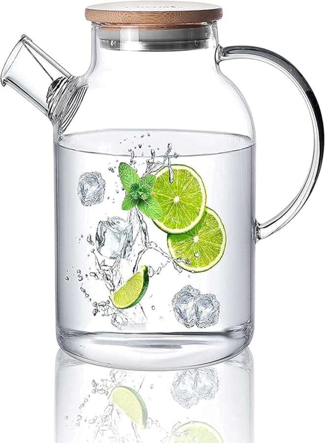 ROSEFINCH Glass Teapot with Infuser Glass Kettle || Glass Pitcher Tea Pot for Loose Leaf Tea Blooming Tea Stovetop Microwave Safe || Heat-Resistant Water Jug for Hot Cold Water Multicolor Pack of 1