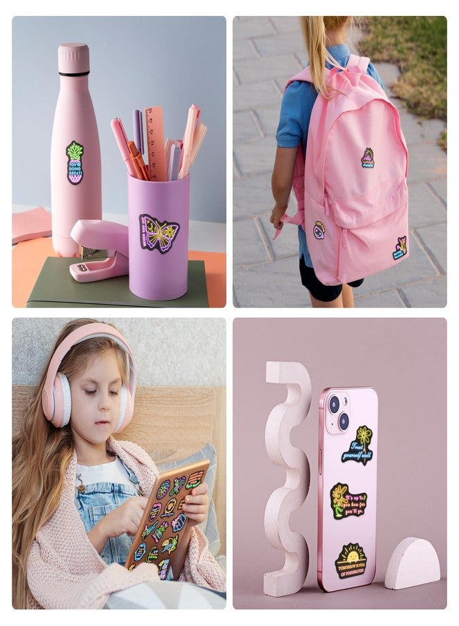 Robmoda 50 Pcs Inspirational Quotes Stickers for Kids Glow in The Dark, Neon Sticker for Water Bottle, Vinyl Waterproof Laptop Decals for Teens Girls Boys, Students Adults Sticker Pack - Image 5