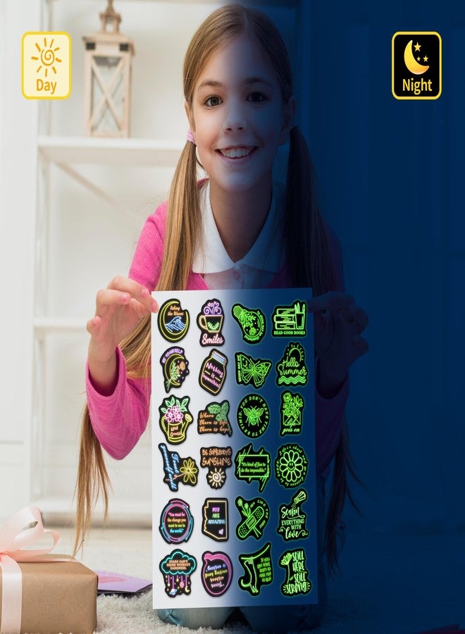 Robmoda 50 Pcs Inspirational Quotes Stickers for Kids Glow in The Dark, Neon Sticker for Water Bottle, Vinyl Waterproof Laptop Decals for Teens Girls Boys, Students Adults Sticker Pack - Image 3