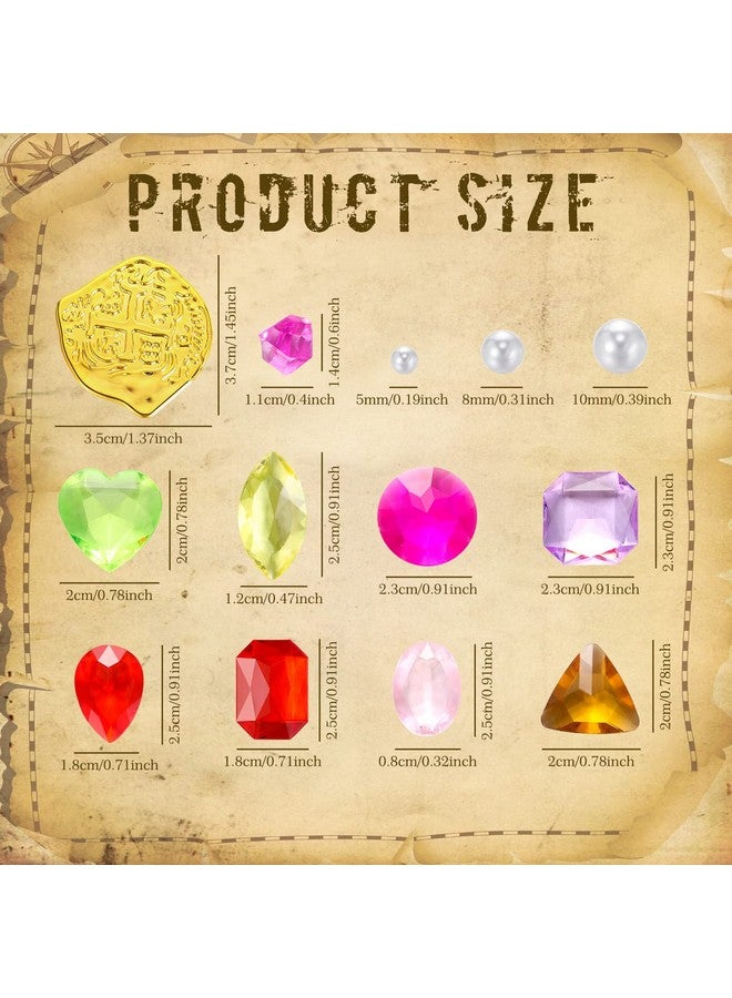 هانايف مجموعة ألعاب كنز القراصنة من هانايف، 319 قطعة، عملات ذهبية مزيفة، أحجار كريمة ومجوهرات بلاستيكية، ديكورات حفلات القراصنة، كنز لمغامرات القراصنة، عملات حفلات حمام السباحة الصيفية (غير منتظمة) - Image 3