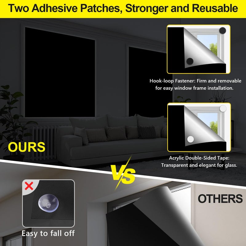 FADOTY 100% Blackout Window Cover 40 "" x 57 "" Travel Blackout Window Shades Portable Blackout Shades for Nursery Bedroom Dorm Room  No Drill Window Privacy Film  Light & UV Block for House - Image 3