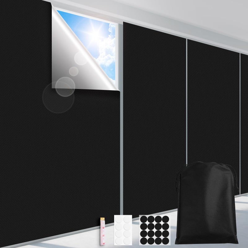 FADOTY 100% Blackout Window Cover 40 "" x 57 "" Travel Blackout Window Shades Portable Blackout Shades for Nursery Bedroom Dorm Room  No Drill Window Privacy Film  Light & UV Block for House - Image 1