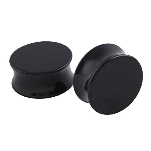HQLA 1 Pair Natural Obsidian Stone Double Flared Flesh Tunnels Ear Plugs Gauges Stretcher Expander (4g(5mm)) - Image 2