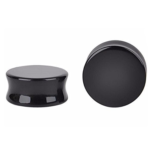HQLA 1 Pair Natural Obsidian Stone Double Flared Flesh Tunnels Ear Plugs Gauges Stretcher Expander (4g(5mm)) - Image 1