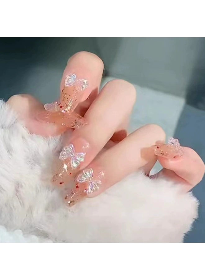 Goolsky أظافر فرنسية مزينة بأقواس لامعة مع لؤلؤ مكسور وقاعدة شفافة - Image 3