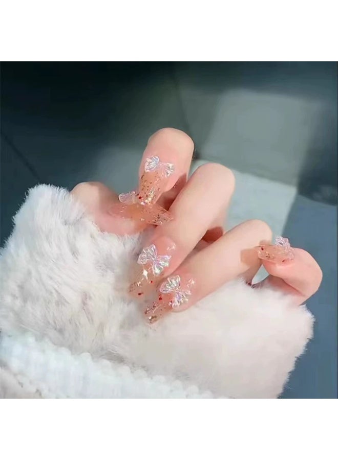 Goolsky أظافر فرنسية مزينة بأقواس لامعة مع لؤلؤ مكسور وقاعدة شفافة - Image 1