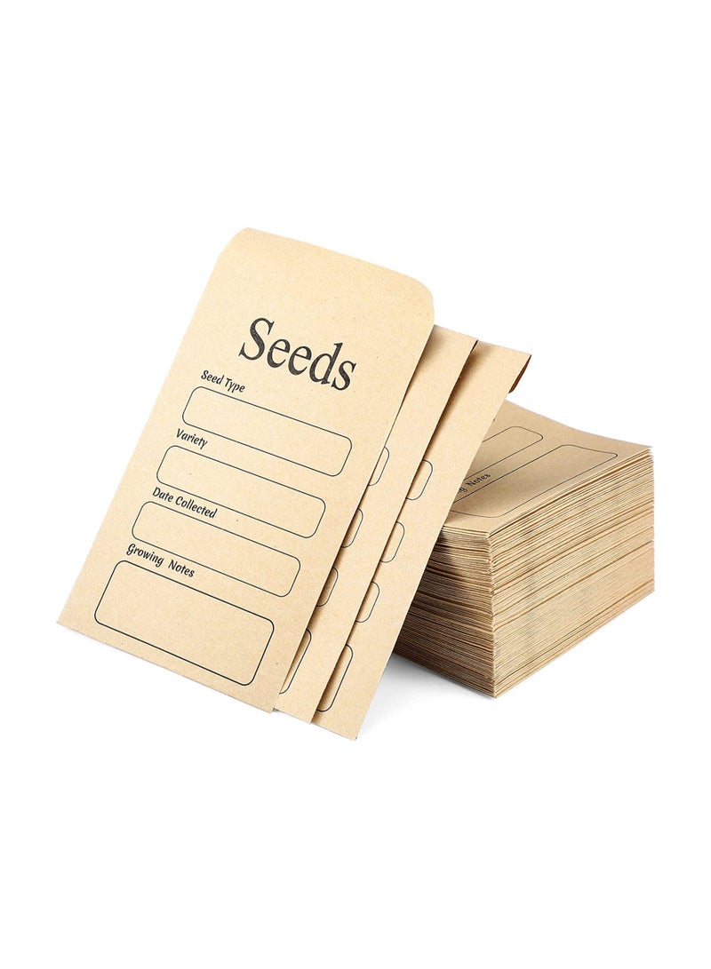 KASTWAVE Seed Saving Envelopes, 3.15 x 4.72 Inch Resealable Self Sealing Seed Envelope Seed Packets, with Preprinted Seed Collecting Template, for Collection of Seeds, Yellow, 100 Pcs - Image 1