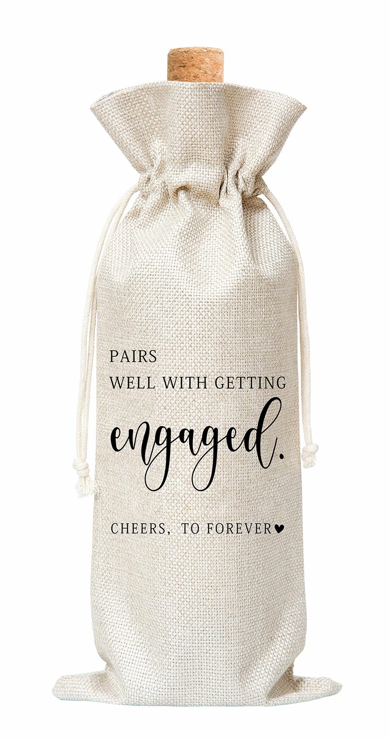 Engegement Wine Gift Bag Gifts Bag for Getting Married Engagement Bride and Groom Couples Her Him Wedding Save the Date Wedding 1 Pc Burlap Wine Bottle Cover Bag a15
