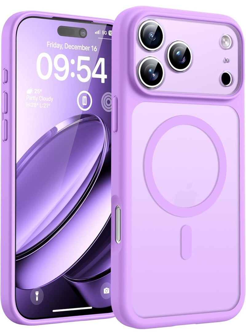 ACLIX Magnetic Case for iPhone 17 Pro Max, Compatible with MagSafe, Matte Plating Luxury Cover, Soft TPU Shockproof Protective Phone Case | Light Purple - Image 1